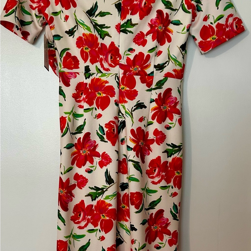 Alexia Admor Red and Green Midi Sundress with Notched Collar